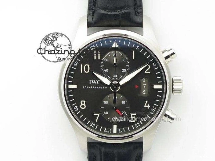 MIROTIME 0504 SmartChoice Mark XVIII IW327006 Titanium M+F 1:1 Best Edition Black Dial on Brown Leather Strap A 7145